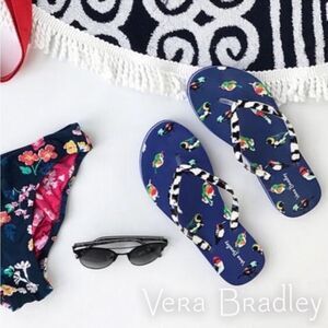 Vera Bradley Mini Tody Birds Blue Flip Flops Sz 7/8